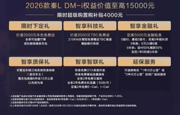 售7.98万起/纯电续航最高210km 2026款比亚迪秦PLUS DM-i正式上市