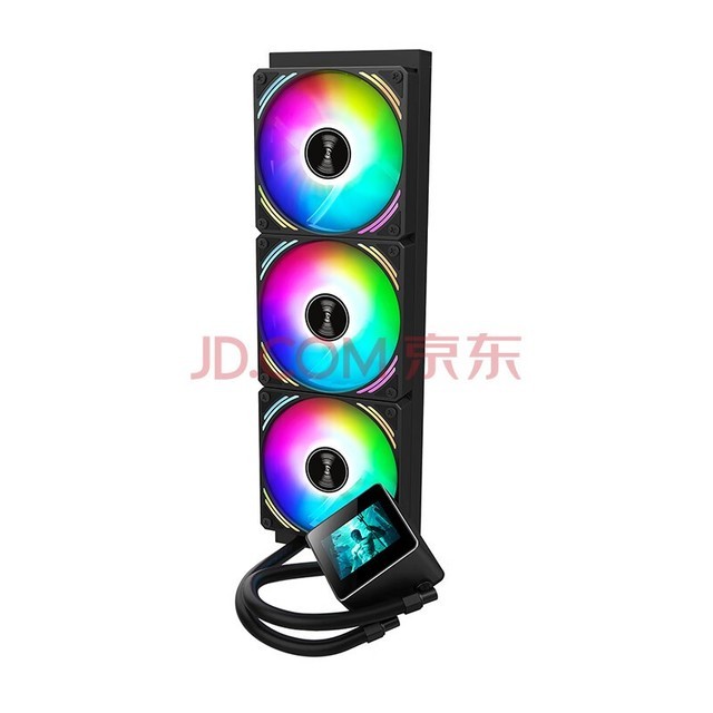 航嘉（Huntkey）海神V360 智能数显屏cpu水冷散热器 多平台兼容散热器 一体式360水冷 海神V360黑色